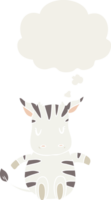 desenho animado zebra com pensamento bolha dentro retro estilo png