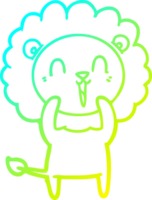 frío degradado línea dibujo de un riendo león dibujos animados png