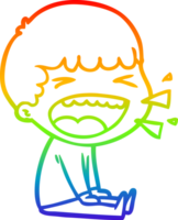 arco iris degradado línea dibujo de un dibujos animados riendo hombre png