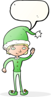 cartone animato agitando Natale elfo con discorso bolla png
