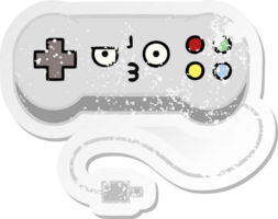 verontruste sticker van een schattige cartoon-gamecontroller png