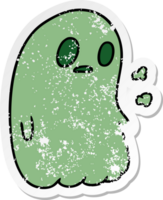 distressed sticker cartoon illustration of a kawaii cute ghost png