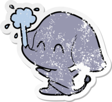 distressed sticker of a cute cartoon elephant spouting water png