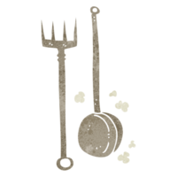 hand retro cartoon old fireside tools png