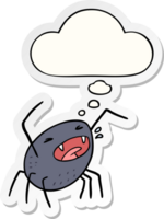 cartoon spider with thought bubble as a printed sticker png