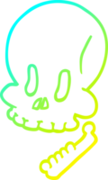 cold gradient line drawing of a cartoon halloween skull png