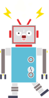 flat color retro cartoon of a broken robot png