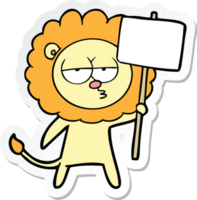 sticker of a cartoon bored lion png