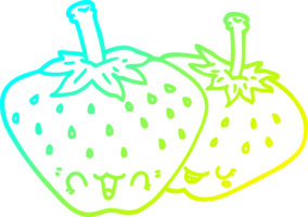 cold gradient line drawing of a cartoon strawberries png