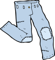 jeans velhos remendados dos desenhos animados png