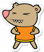sticker of a angry bear cartoon in t shirt png