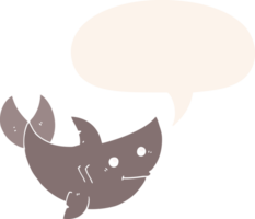 cartoon shark with speech bubble in retro style png