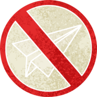 retro illustration style cartoon of a no paper aeroplanes allowed png