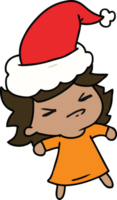 hand drawn christmas cartoon of kawaii girl png