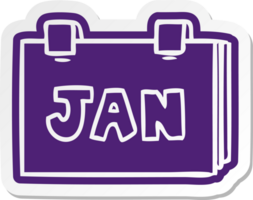 cartoon sticker of a calendar with jan png