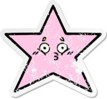 distressed sticker of a cute cartoon star fish png