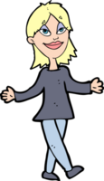 Cartoon-Frau ohne Sorgen png