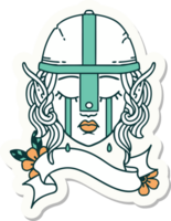 sticker of a crying elf fighter character face png