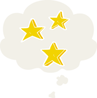 dibujos animados estrellas con pensamiento burbuja en retro estilo png