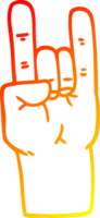 warm gradient line drawing of a cartoon rock music hand png