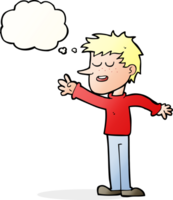 cartoon happy man reaching with thought bubble png