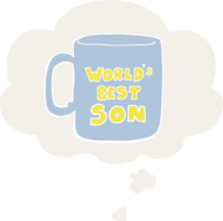 worlds best son mug with thought bubble in retro style png