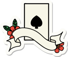 tattoo style sticker with banner of the ace of spades png