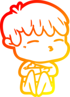 warm gradient line drawing of a cartoon curious boy png