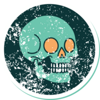 iconic distressed sticker tattoo style image of a skull png