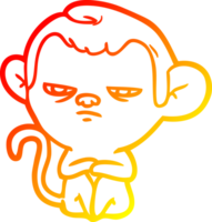 warm gradient line drawing of a cartoon monkey png