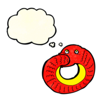 cartone animato serpente mangiare proprio coda con pensato bolla png