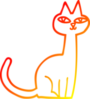 warm gradient line drawing of a cartoon cat png