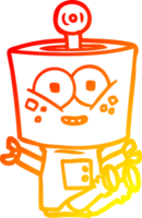 warm gradient line drawing of a happy cartoon robot png