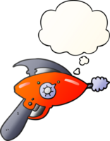 cartoon ray gun with thought bubble in smooth gradient style png