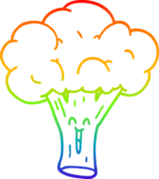 rainbow gradient line drawing of a cartoon broccoli png