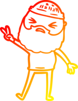 warm gradient line drawing of a cartoon man with beard png