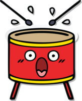 sticker of a cute cartoon drum png