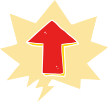 cartoon pointing arrow with speech bubble in retro style png