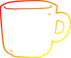 warm gradient line drawing of a cartoon coffee cup png