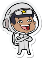 klistermärke av en tecknad skrattande astronaut png
