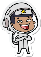 sticker of a cartoon laughing astronaut png