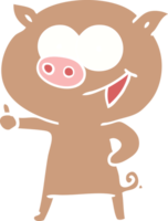 cheerful pig flat color style cartoon png