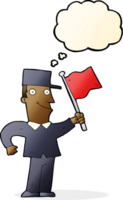 cartoon man waving flag with thought bubble png