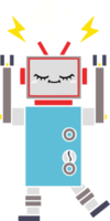 flat color retro cartoon of a dancing robot png