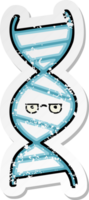 distressed sticker of a cute cartoon DNA strand png