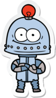 sticker of a happy carton robot with light bulb png