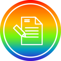 l'écriture document circulaire icône avec arc en ciel pente terminer png