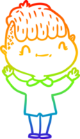 rainbow gradient line drawing of a cartoon friendly boy png