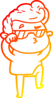 warm gradient line drawing of a cartoon cool guy png