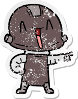 distressed sticker of a cartoon robot png